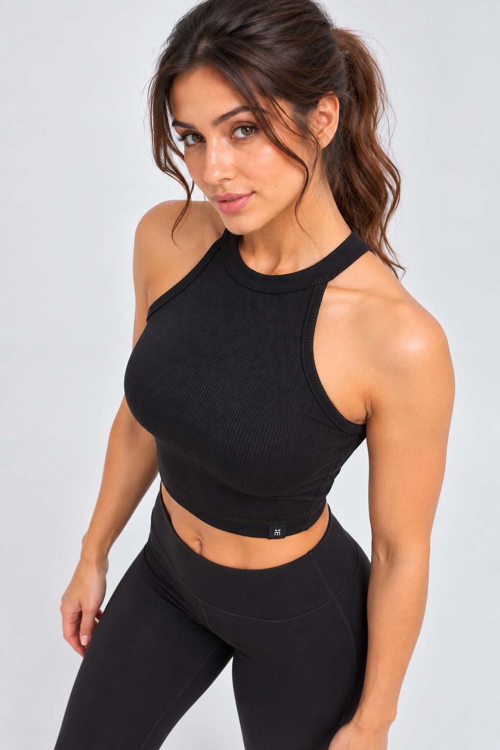 M Active Ribbed Halter Crop Top