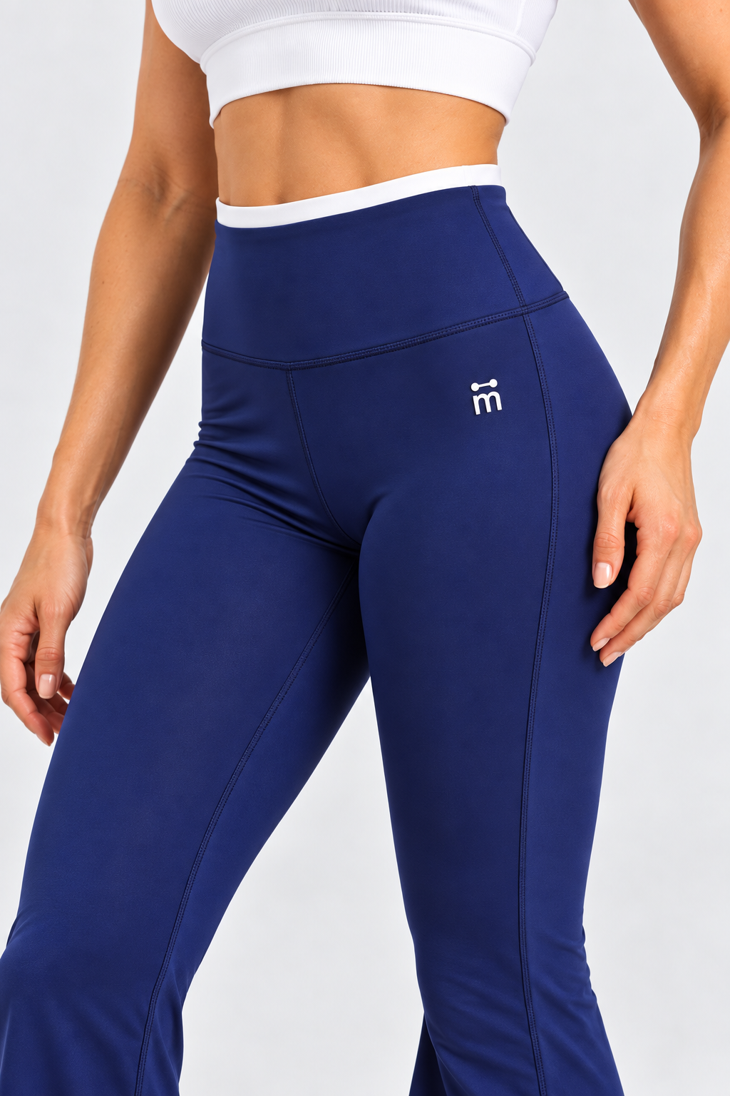 Contrast Waist Flare Pants