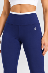 Contrast Waist Flare Pants