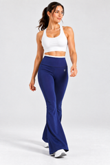 Contrast Waist Flare Pants
