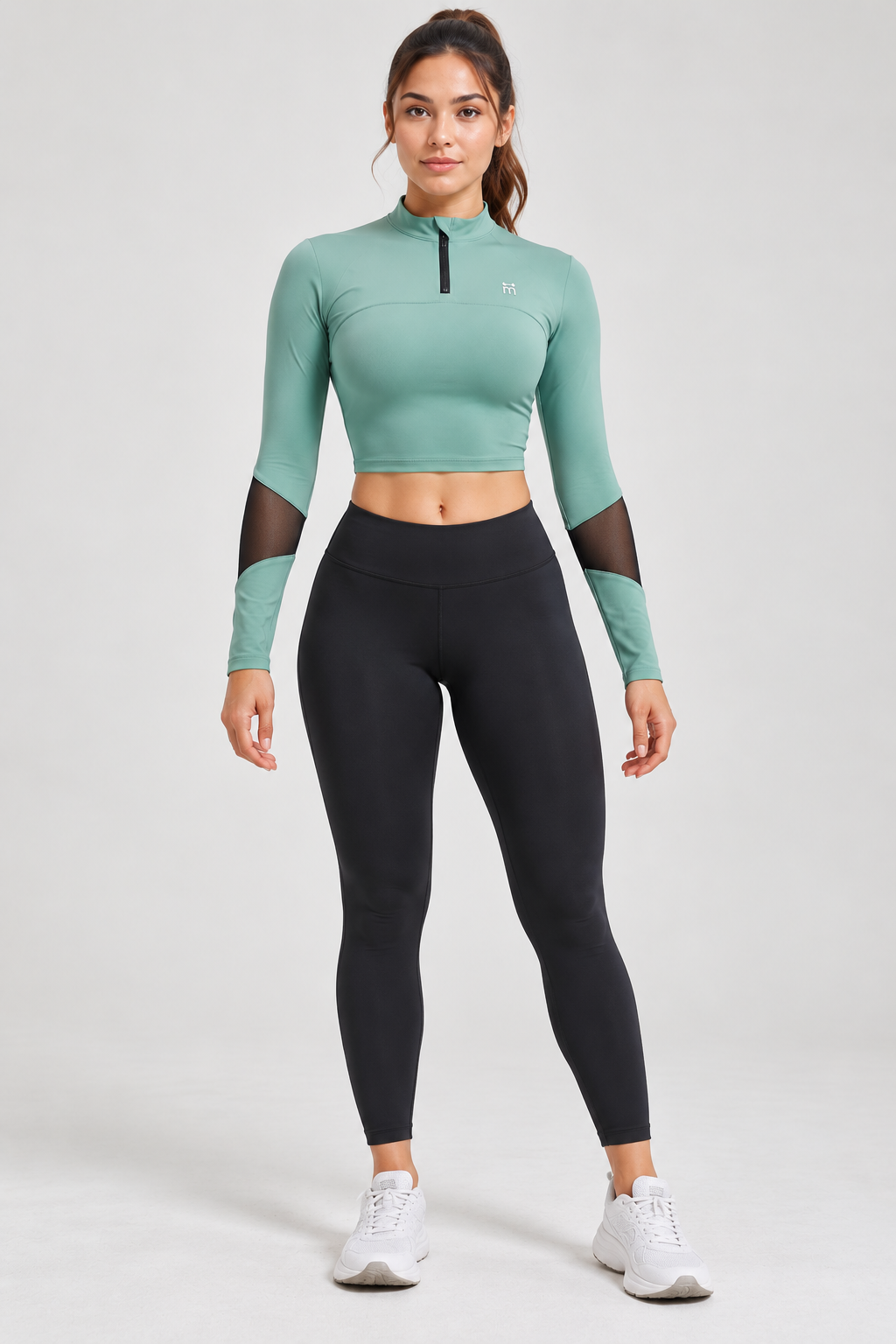 M Active Rush Guard -Zip Crop Top