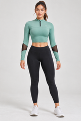 M Active Rush Guard -Zip Crop Top