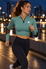 M Active Rush Guard -Zip Crop Top