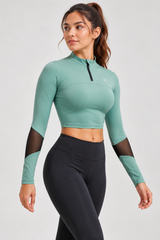 M Active Rush Guard -Zip Crop Top