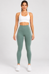 M Active Contrast Piping Mid Legging