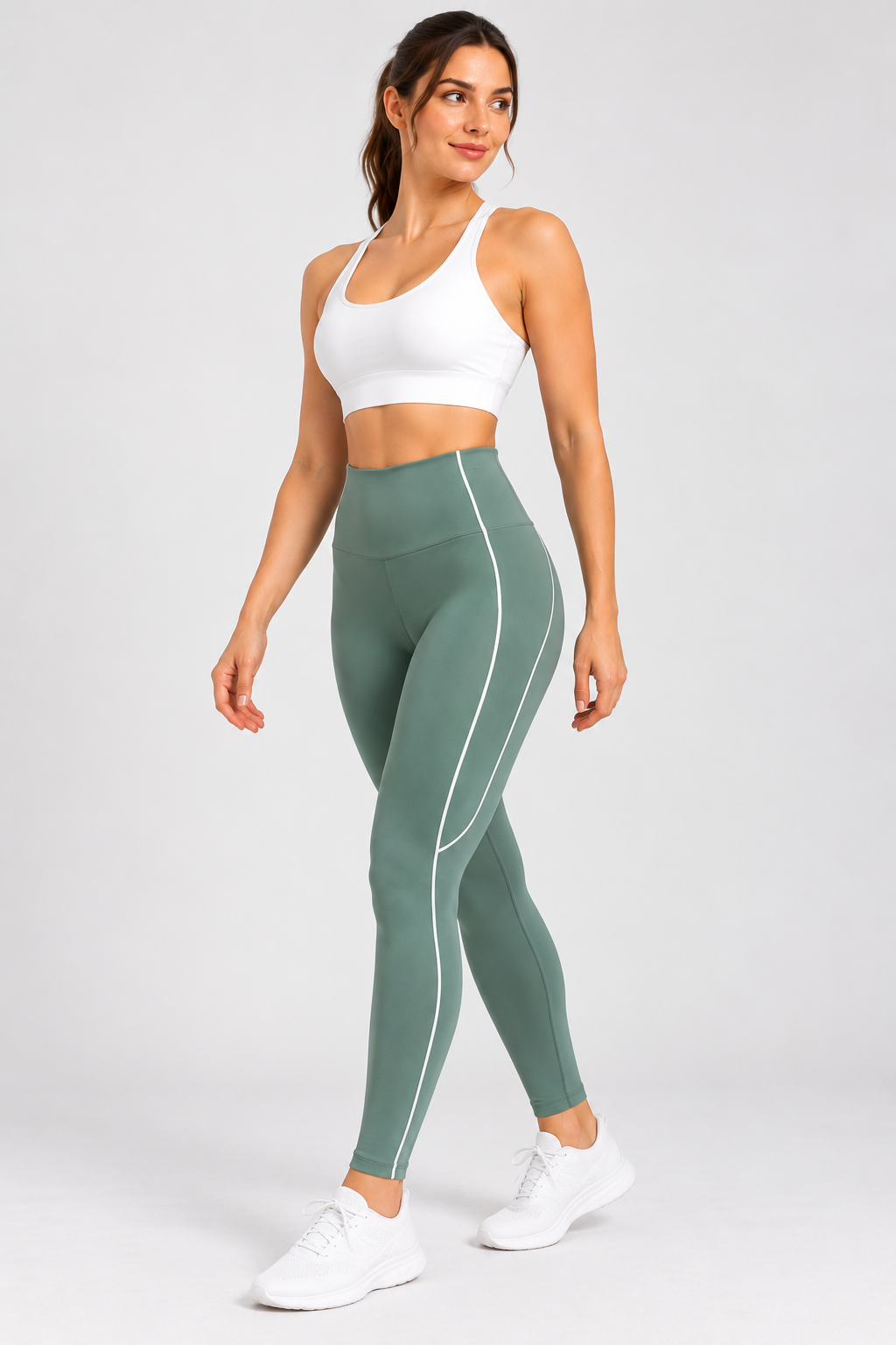 M Active Contrast Piping Mid Legging