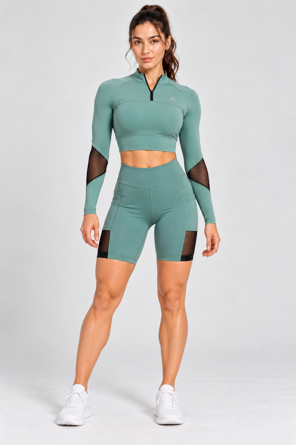 M Active Rush Guard -Zip Crop Top