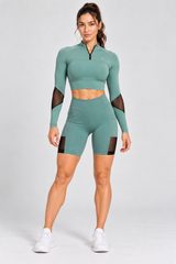 M Active Rush Guard -Zip Crop Top